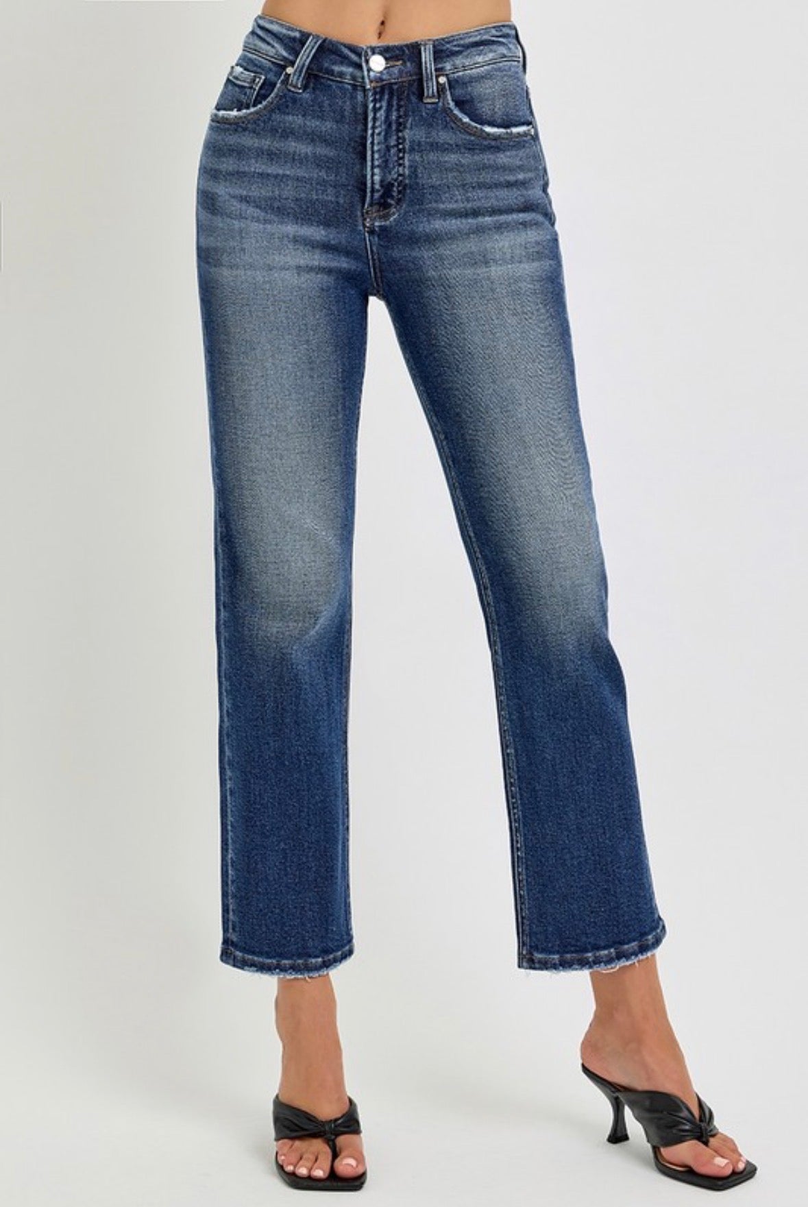 Risen Tummy Control High Rise Straight Ankle Jeans