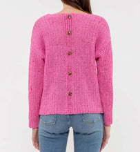 Load image into Gallery viewer, Hot Pink Light Weight Sweater w/ Button Back