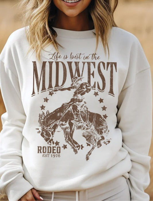 Midwest Rodeo Cowboy Graphic Brushed Sweatshirt