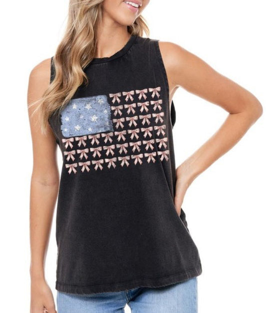 Bow Flag Graphic Sleeveless Top