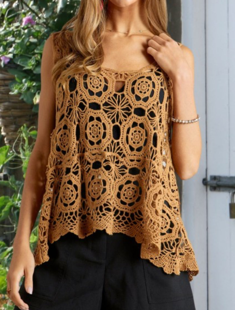 Camel Crochet Tank Top