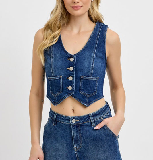 Risen Crop Denim Vest