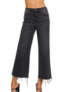 Black High Rise Cropped Jeans