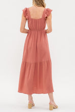 Load image into Gallery viewer, Dusty Mauve Button Down Tiered Midi Dress