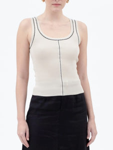 Tan Contrast Stitch Sweater Tank