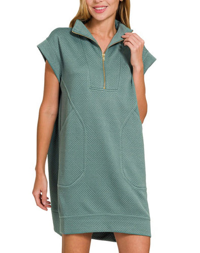 Ash Jade Textured Quarter Zip Dress