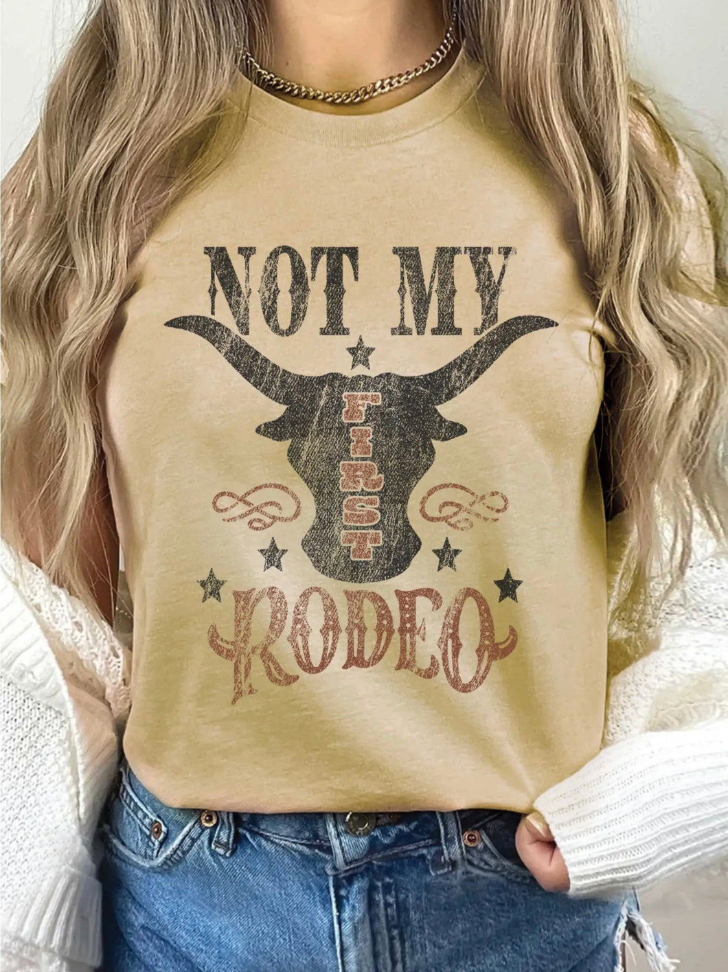 Not My First Rodeo Graphic Tan Tee