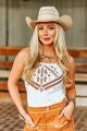 Ivory Aztec Embroidered Halter Top