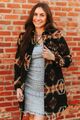 Black & Rust Aztec Quilted Lined Shacket