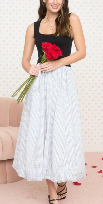 Black & White Plaid Balloon Dress