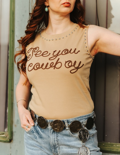 See You Cowboy Studded Tank