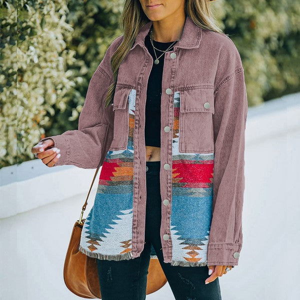 Aztec Mauve Denim Shacket