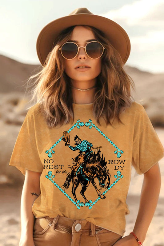 No Rest For The Rowdy Mineral Mustard Graphic Top