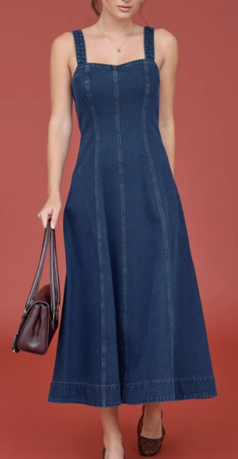 Sweetheart Denim Midi Dress