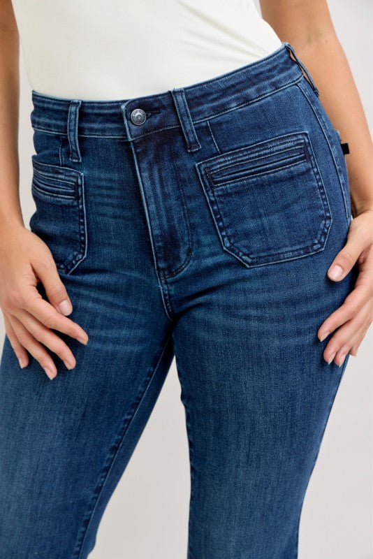 Judy Blue Dark Wash Flare w/Vintage Pockets