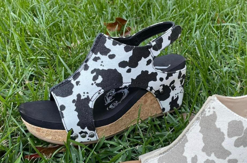 Black & White Cow Print Justice Wedge