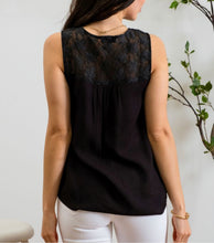 Load image into Gallery viewer, Black Lace Detail Flowy Tank