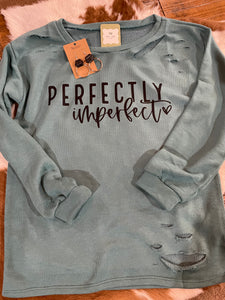 Teal Perfectly Imperfect Distressed Top