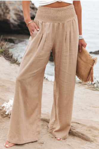 SALE! Khaki Wide Leg Palazzo Linen Pant