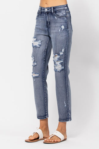 Judy Blue High Rise Medium Wash Destroyed Boyfriend