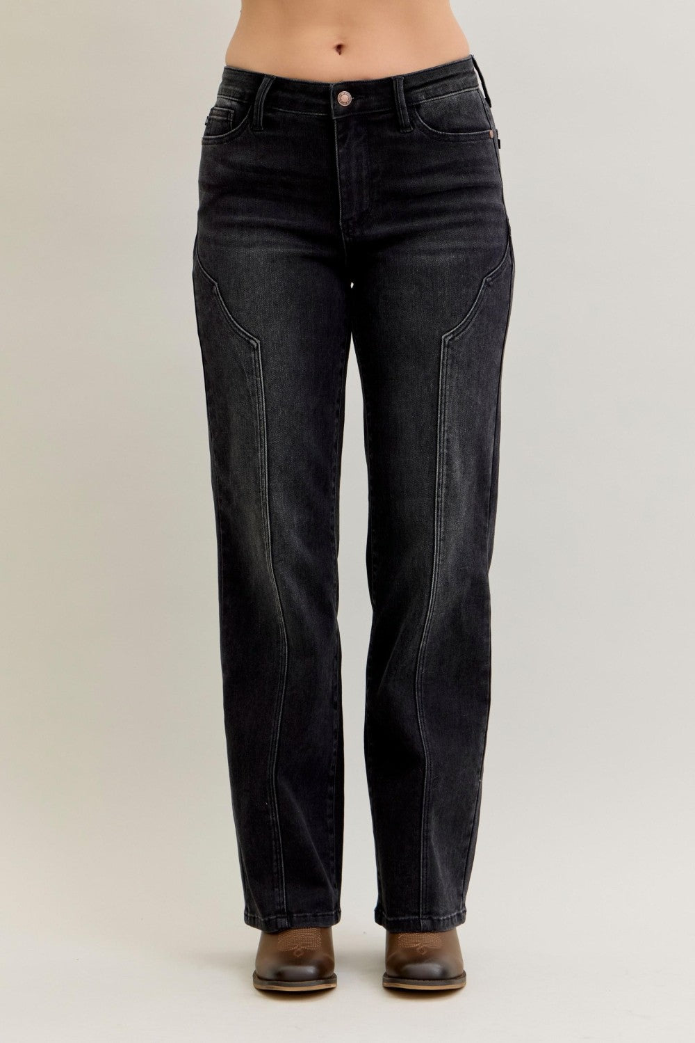 Judy Blue Black Western Seam Straight Leg
