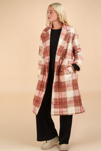 Cozy Cranberry Long Plaid Shacket