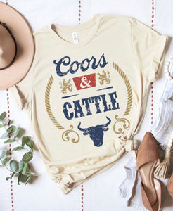 Oatmeal Coors and Cattle Tee