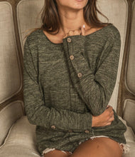 Load image into Gallery viewer, Brushed Olive Long Sleeve Top w/ Detail Cuffs