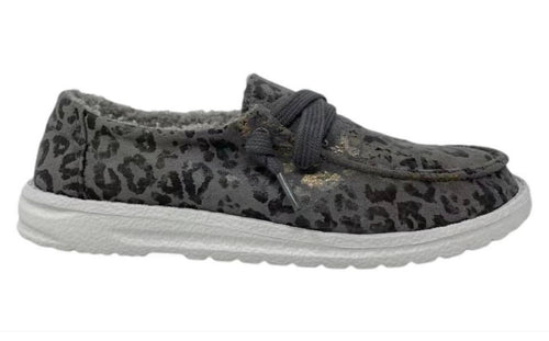 Sale! GJ Grey Leopard Fuzzy Sneaker