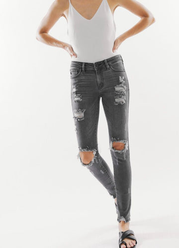 KanCan Mid Rise Light Grey Cora Skinny Jean