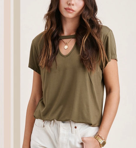 SALE! Olive Cutout Tee