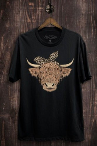 Solid Black Cow Tee