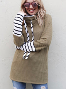 Olive and Stripe Cowl Neck Tunic