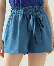 Load image into Gallery viewer, Teal High Waist Paper Bag Shorts with Belt