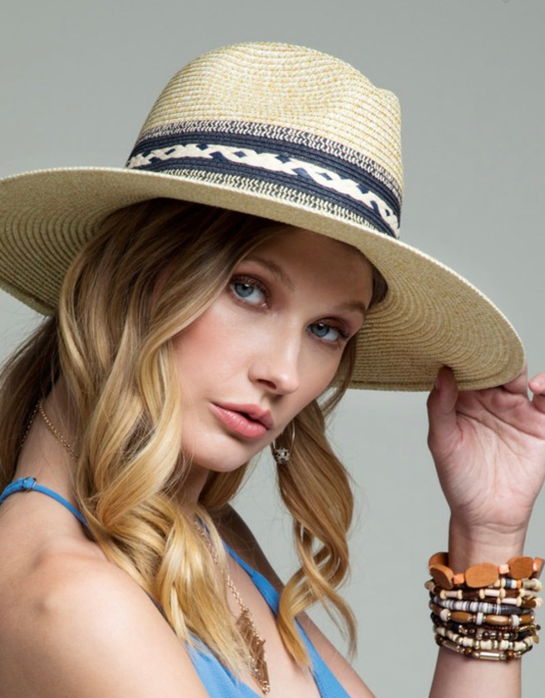 Natural Panama hat with Braided Brim