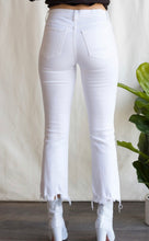 Load image into Gallery viewer, White Mid Rise Cropped Straight Leg Denim