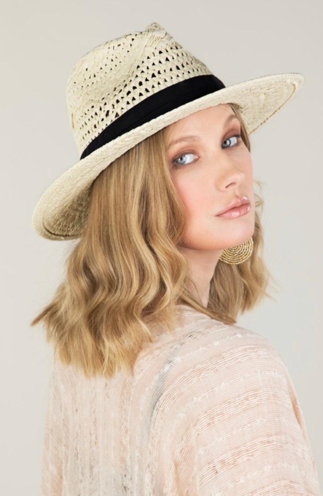 Natural Color Panama Hat with Black Band