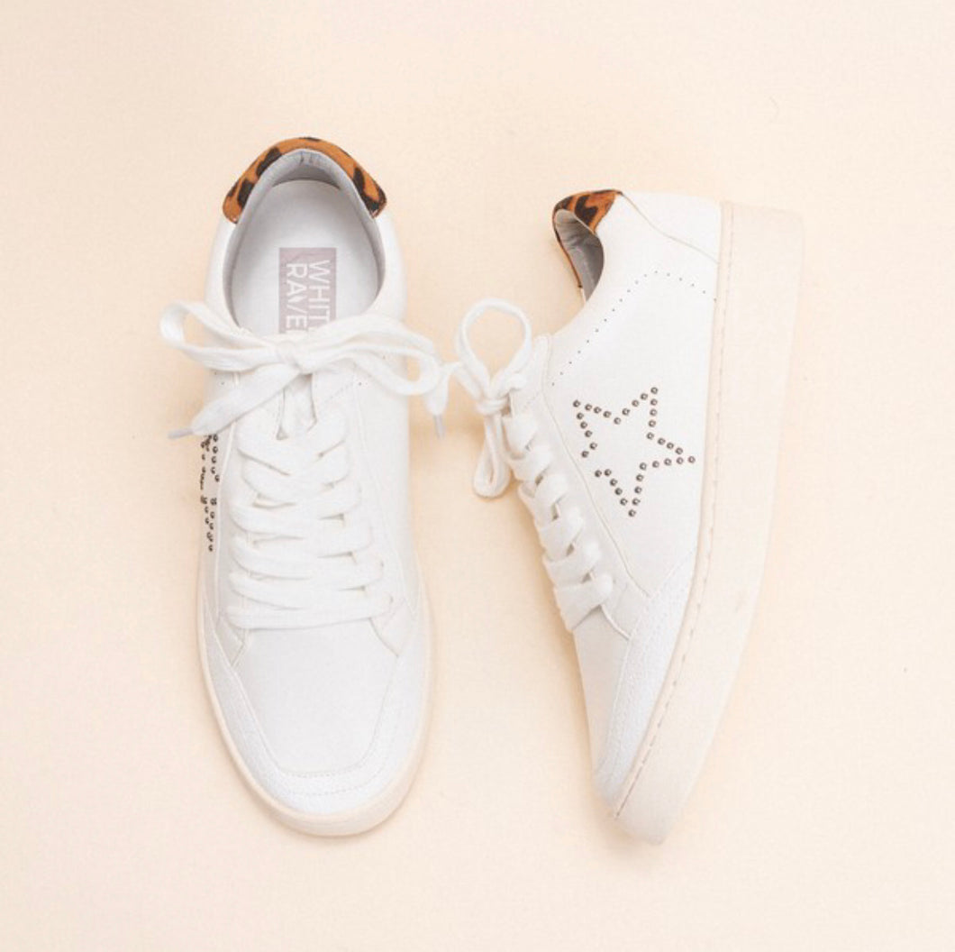 SALE! White Sneaker with Star and Leopard Print