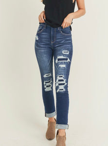 SALE! High Rise Distressed Patched Skinny Jeans